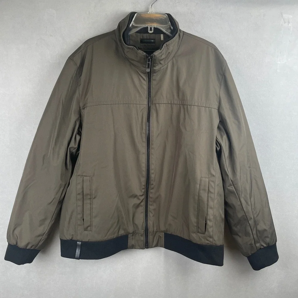 Andrew Marc Men XL Olive Green Full Zip Quilted Lined Military Hip Bomber Jacket